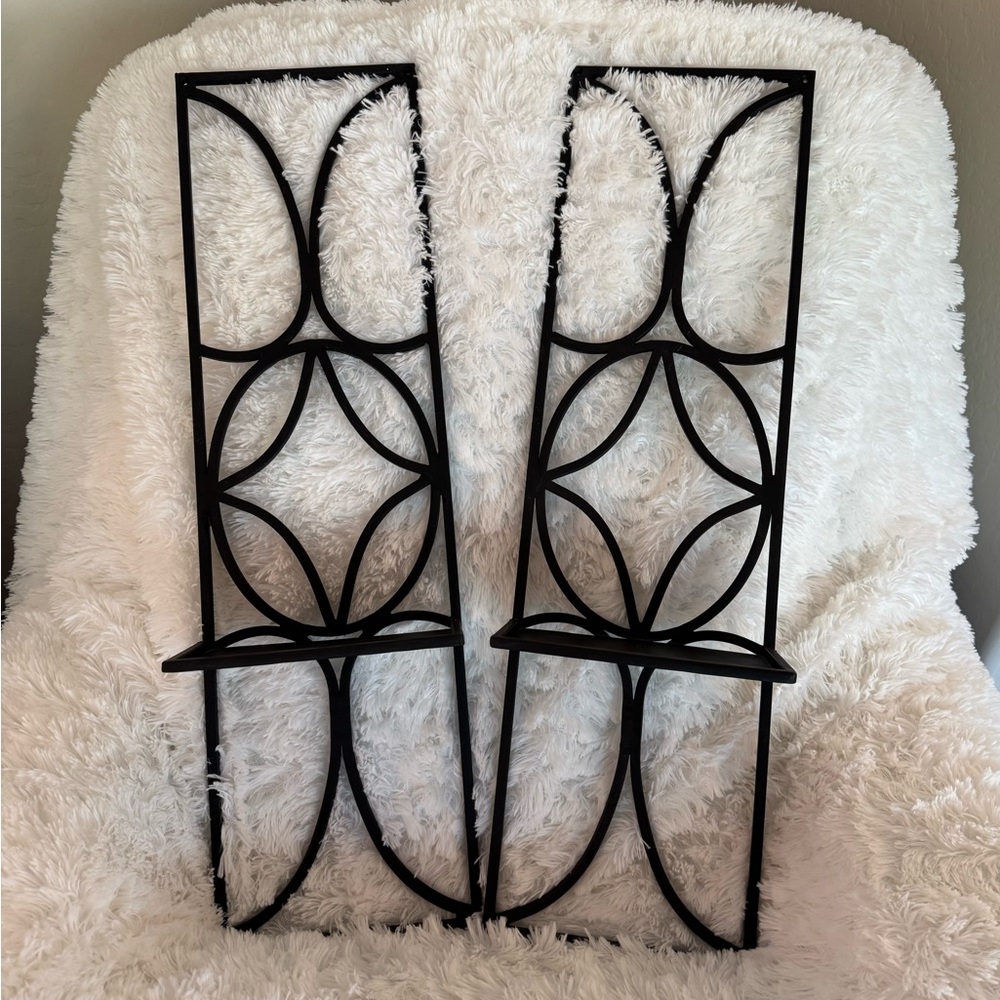 Pottery Barn Gate Pillar Candleholder Set of 2 Metal Wall Hanging 28” EUC